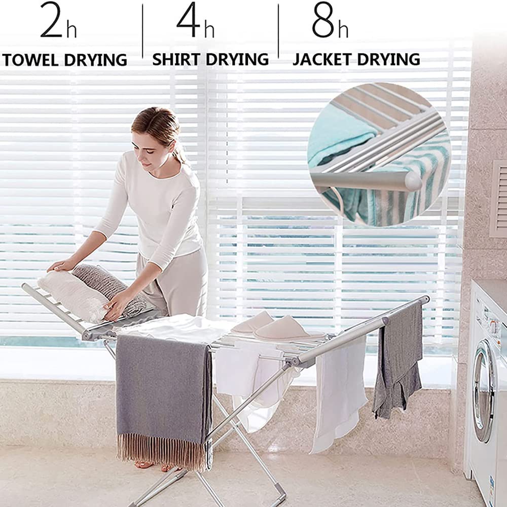 ZJIEX 50Hz/230W Stendibiancheria Elettrico Pieghevole, Stendino Elettrico Asciugabiancheria, Basso Consumo, Alimentazione Impermeabile