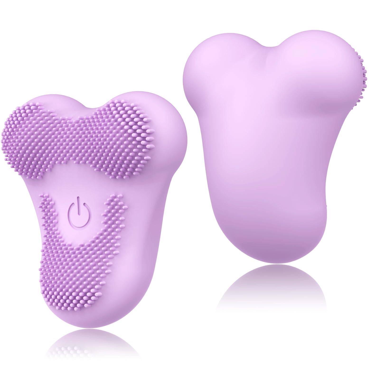 Handle Size Heating Vibrating Face Massager for Deep Cleansing Silicone Face Exfoliator and Scrubber for Makeup Removal Skincare Routine Rechargeable Facial Brush(Purple)