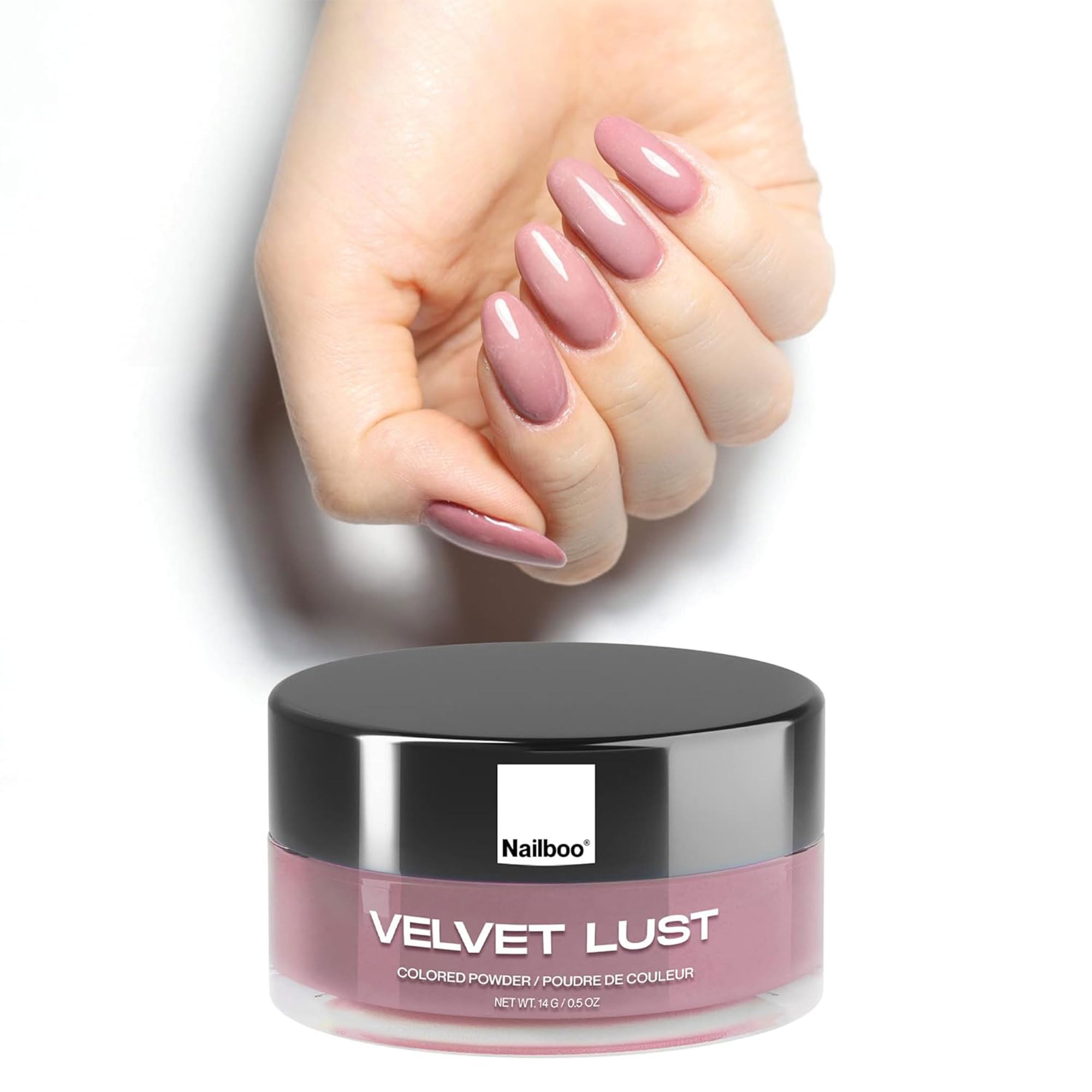 Nailboo Dip Powder for Nails, Velvet Lust – Mauve Nail Dipping Powder, Custom Made with Highly Pigmented Ultra-Fine Formula, No UV Light Needed, DIY