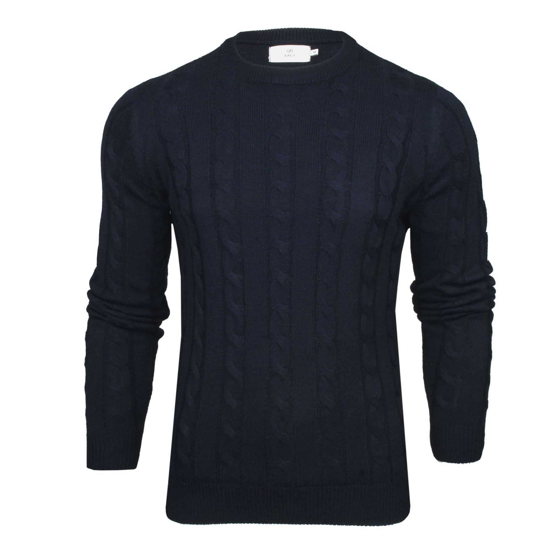 Xact Men's Navy Crew Neck Cable Knit Jumper (Navy) Xl