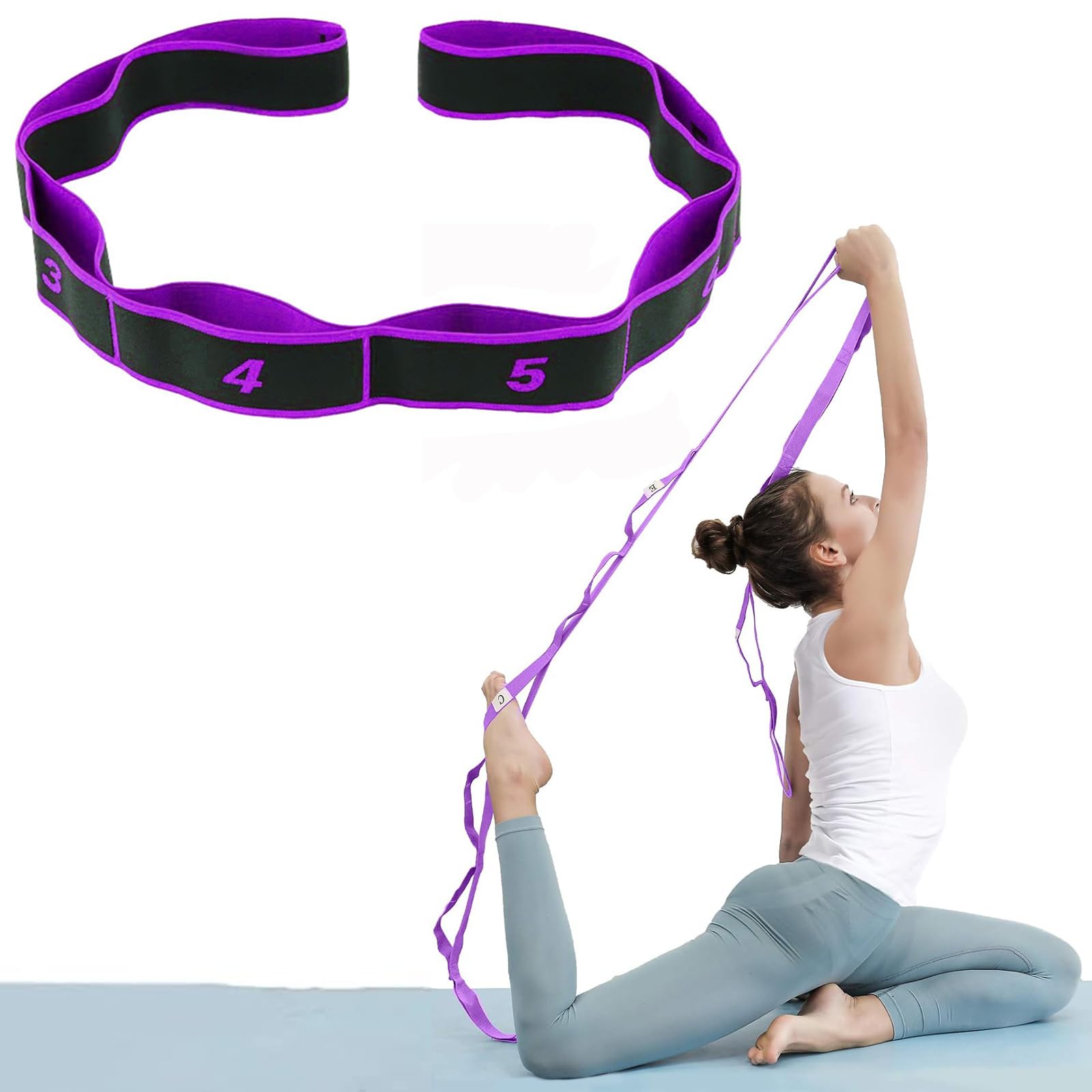 Flex Strap, Flex Strap for Back Pain,Fascia Stretcher, Yoga Stretching Strap Leg Stretcher for Plantar Fasciitis Flex Stretcher Belt With Loops For Improve Strength, Leg and Foot Stretch Assist