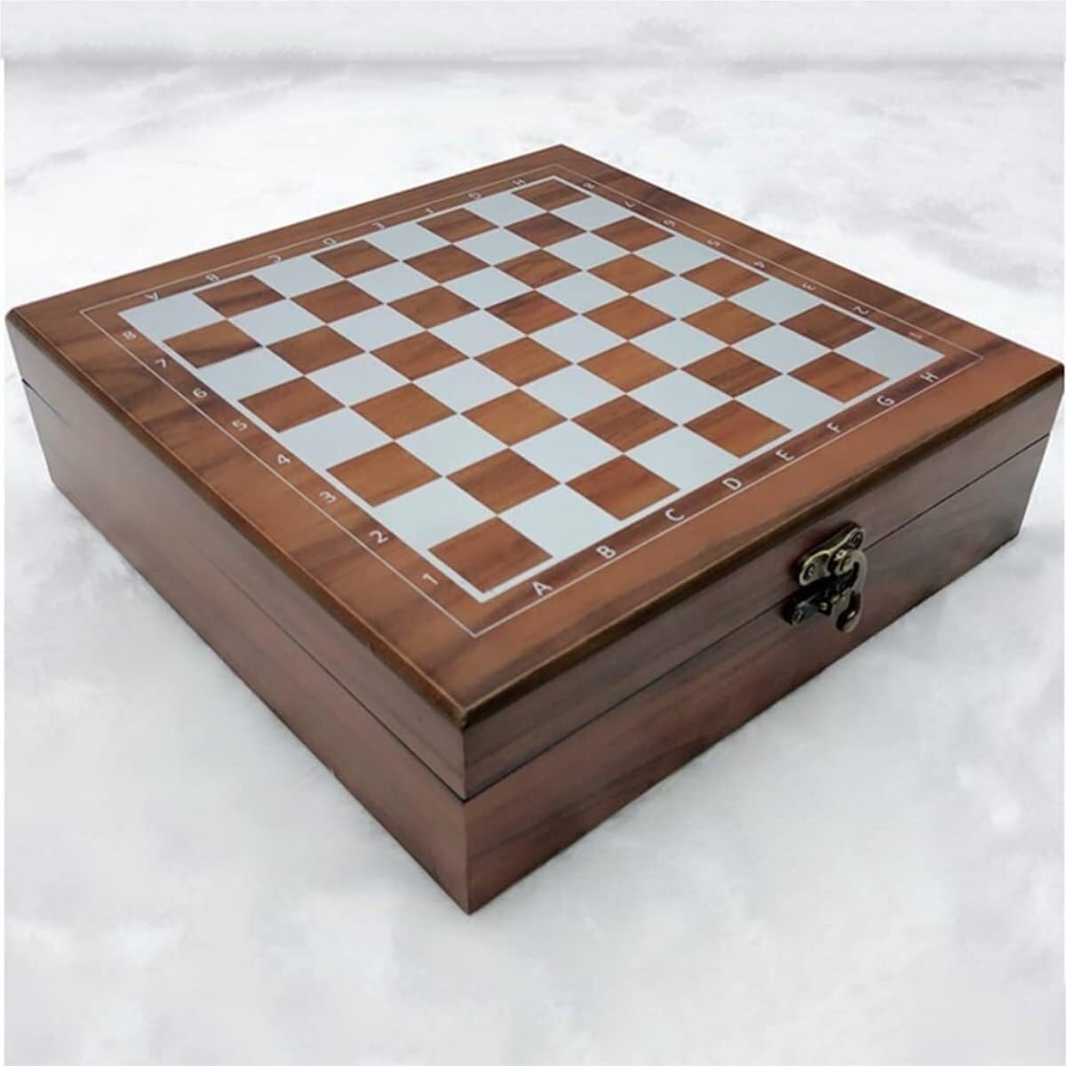 echiquier Jeu de société Portable 4 en 1 en Bois, échecs, échecs, Divertissement Familial en extérieur, idéal for Les fêtes et Les Bureaux (24 x 24 x 7 cm). echecs Jeu(Brown)