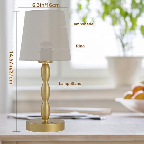 Miniatura 5 de CASTLELIFE Lámpara de mesa portátil inalámbrica, lámpara de escritorio táctil recargable alimentada por batería, 3 niveles de brillo, lámpara de