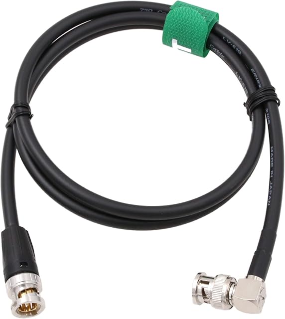HangTon High Flex 12G 3G HD SDI 75 ohm Coaxial Video Cable 4K 60P Male BNC to Right Angle Male BNC Canare LV-61S for Blackmagic Komodo Alexa Atomos Broadcast Camera Monitor