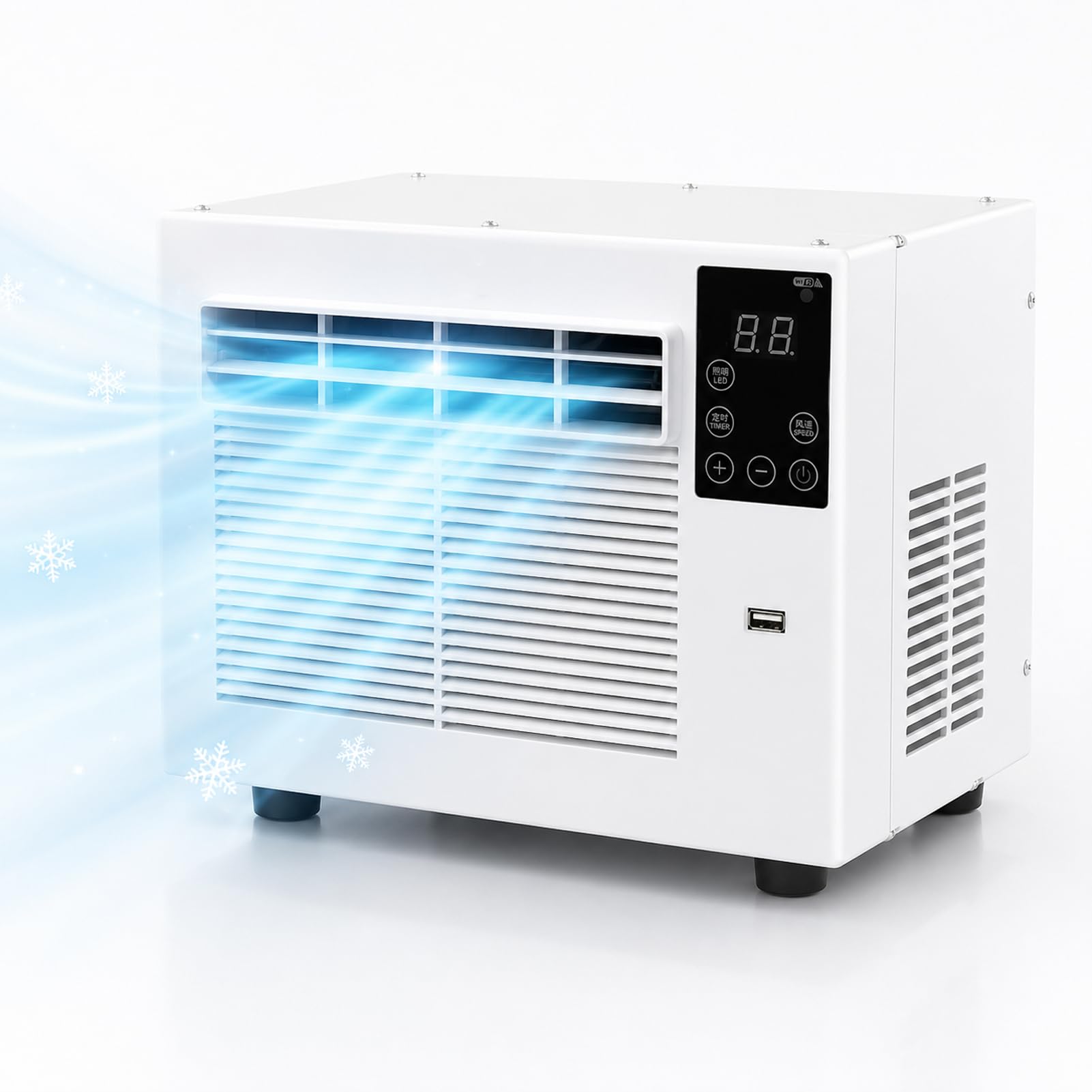 Aire Acondicionado Portátil con Compresor y Enfriamiento Rápido, Silencioso 45dB, Deshumidificador y Temporizador 1-12h, Control Remoto, Bajo Consumo 280W, Ideal para Dormitorio y Cocina
