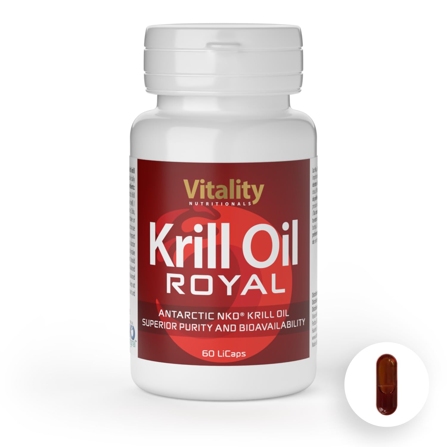 Omega 3 Kapseln Hochdosiert aus Krill Öl mit DHA + EPA + Astaxanthin (60 Stk), Krill aus nachhaltigem Wildfang, Krill Öl Hochdosiert, Krillöl Royal Vitality Nutritionals by VitaminExpress