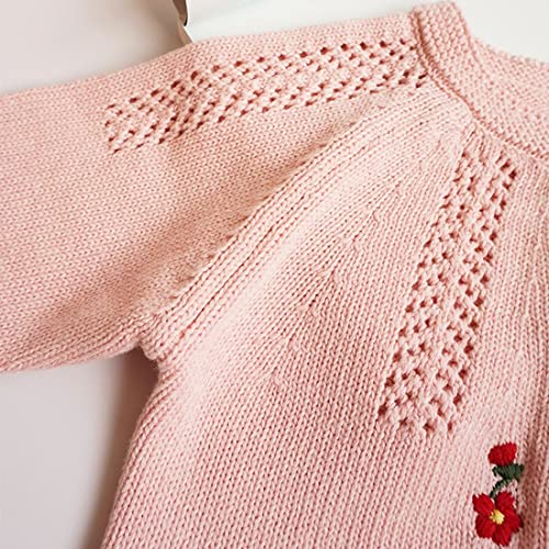 Image of Simplee kids Baby Girl Thin Sweater Solid White Pink Cardigans for Toddler 0-3Years