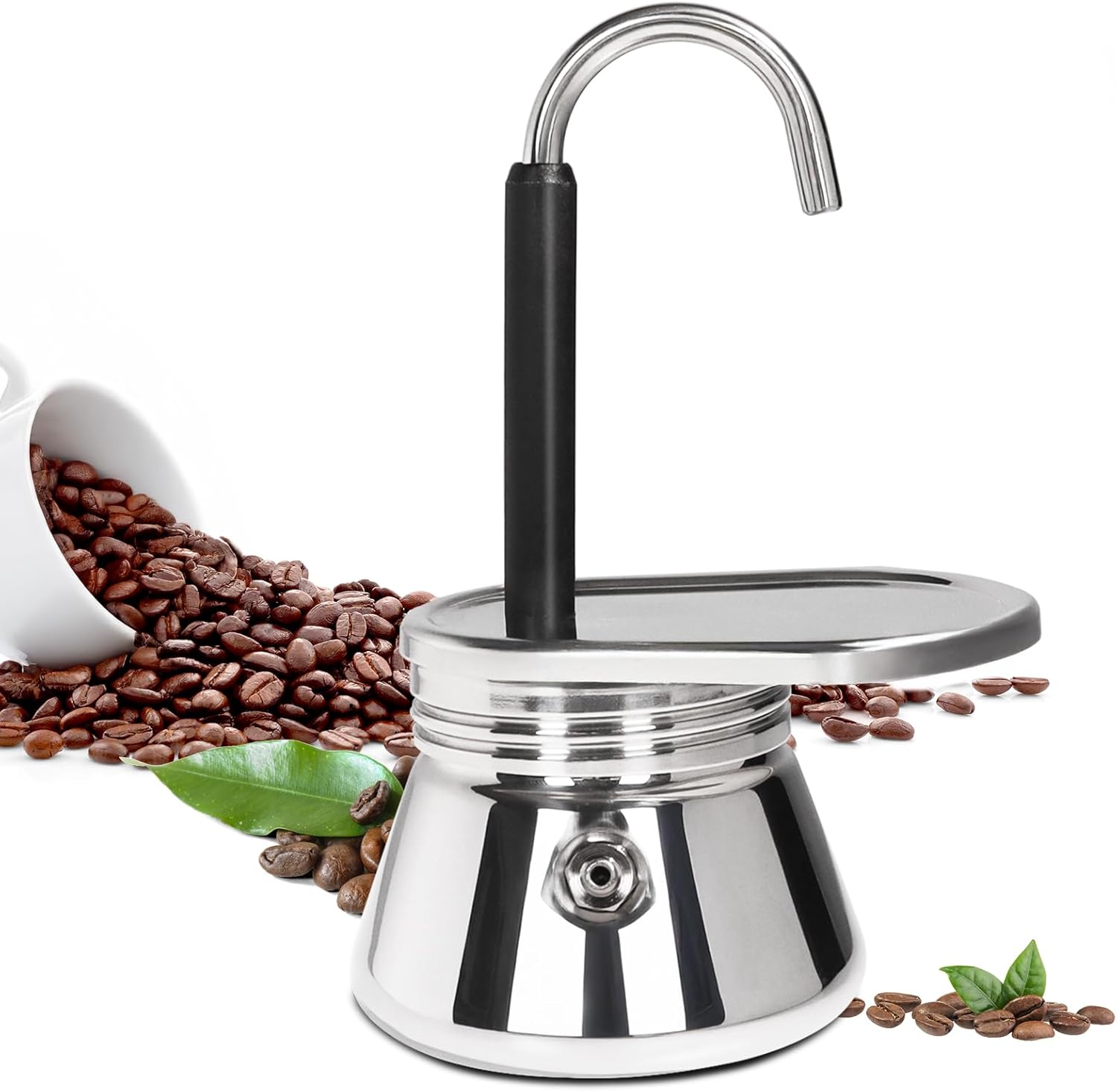 4 Cup Single Tube Moka Pot Stainless Steel Stovetop Espresso Maker Cafeteras Italian Percolator Espress Makers Capable Greca Mocha Coffee Machine for Induction Home 310ml 10.5oz