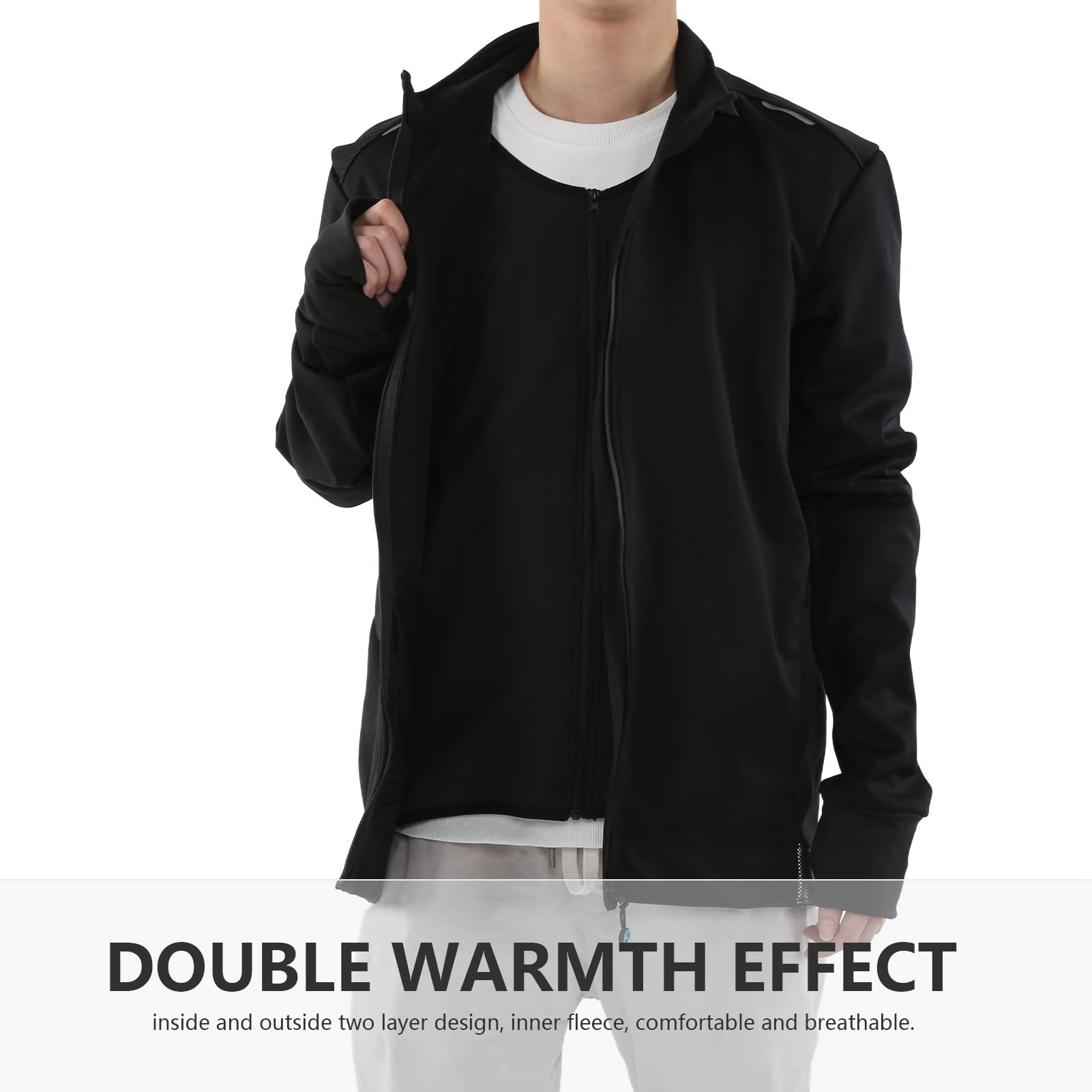 Chaqueta de Ciclismo Impermeable Reflectante a Prueba de Viento Cómoda Manga Larga para Deportes Al Aire Negro 1 X Ropa de Ciclismo