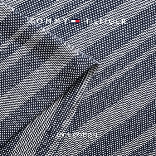Image of Tommy Hilfiger - King Cotton Blanket, Fade Resistant Yarn-Dyed Cotton Bedding, Medium Weight Soft Blanket, Ideal for Layering, Oeko-TEX Certified (Harbor Stripe Navy)
