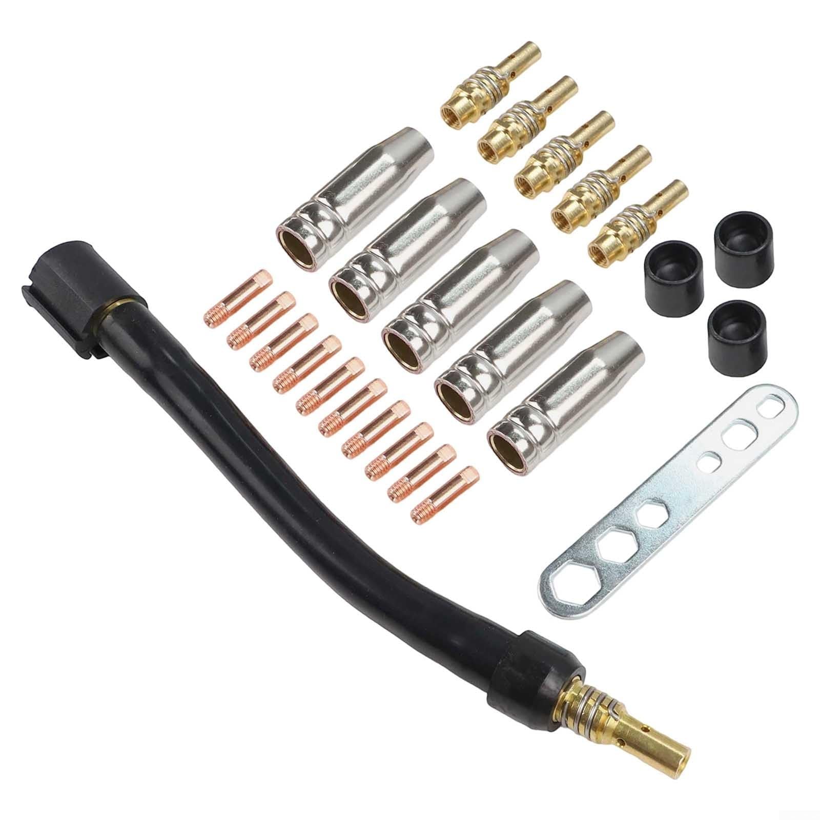 25PCS Welding Torch Wear Parts Set for 15AK MB-15 MIG MAG Welding -Complete Accessory Kit 10 Power Nozzles, 5 Gas Nozzles, 5 Tip Holders