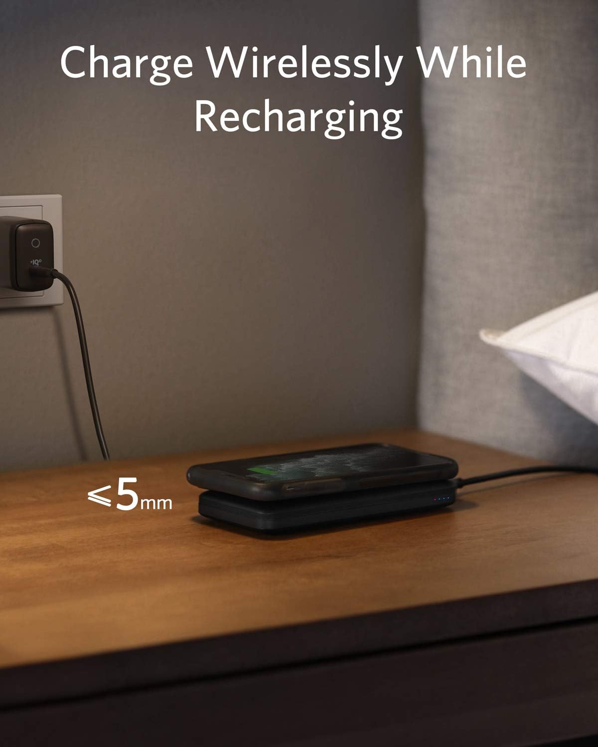 Anker PowerCore 10K Wireless being recharged