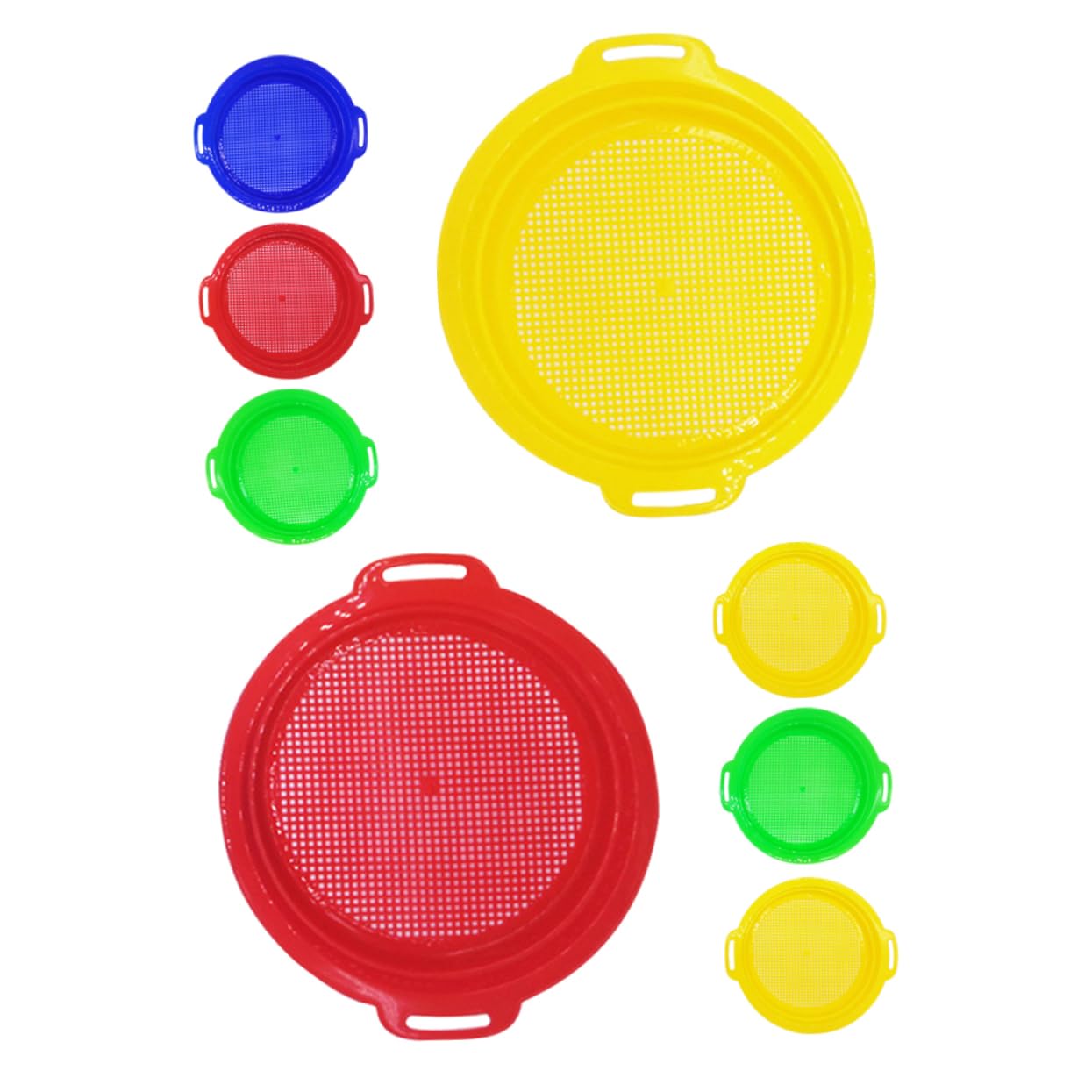 FRCOLOR Set di 8 Pezzi di Giocattoli da Spiaggia per Bambini Filtro Sabbia in Plastica, per Atmosfera Estiva e Attività Creative All'aperto Durante le Gite al Mare