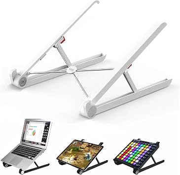 Bix SAIJI X1 Laptop Stand, Foldable, Tablet Stand, Aluminum Alloy, Online Grade Study, Improve Posture, Heat Dissipation Compatible with Macbook, iPad and All Devices in 10-15.6 inches. White