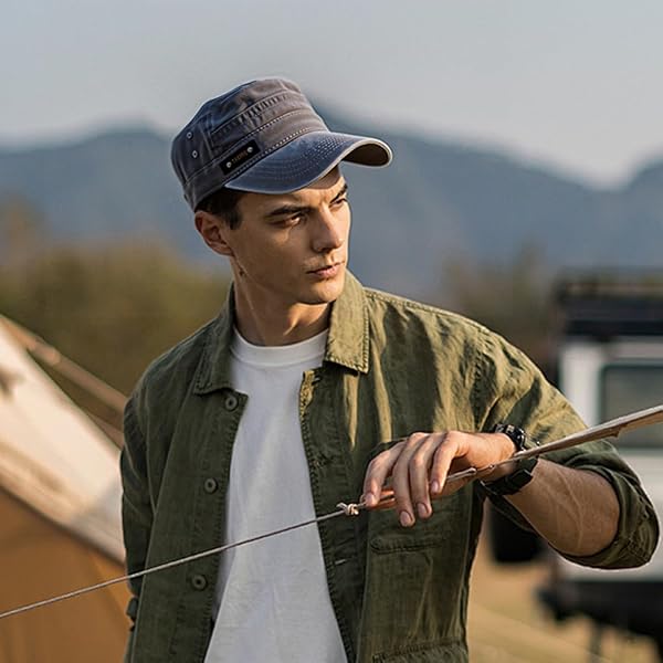 Unisex Military Hat Men's Cap with Old Visor Flat Retro Adjustable Hat for Outdoor Sports and Daily Use - 4