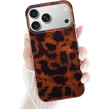 Newseego for iPhone 17 Pro Max Case,Luxury Cheetah Print Amber Pattern Brown Leopard Tortoise Case for Women Girls Anti-Scratch Shockproof Soft TPU Cool Trendy Protective Cover for iPhone 17 Pro Max