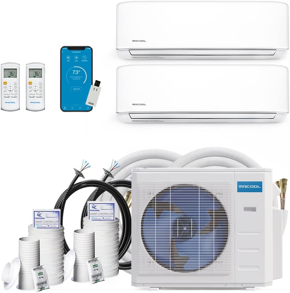 MrCool 18k BTU 21 SEER Multi-Zone DIY 2 Zone Ductless Heat Pump Split System 4th Generation - 9k+9k
