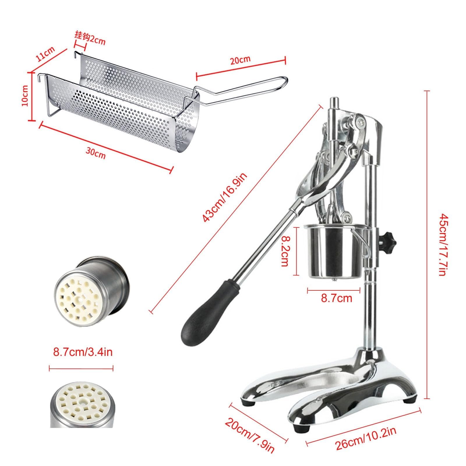 Footlong - Máquina para hacer fideos de patatas, 30 cm, para cocina y restaurantes