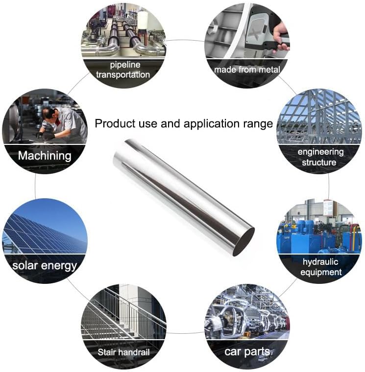 Miniatura 7 de stainless steel tube, Steel Round Tube 304 Stainless Exhaust Pipe 50mm OD 1mm Wall 300mm Length Rust Resistant Hollow Tubing(50mm*2mm)