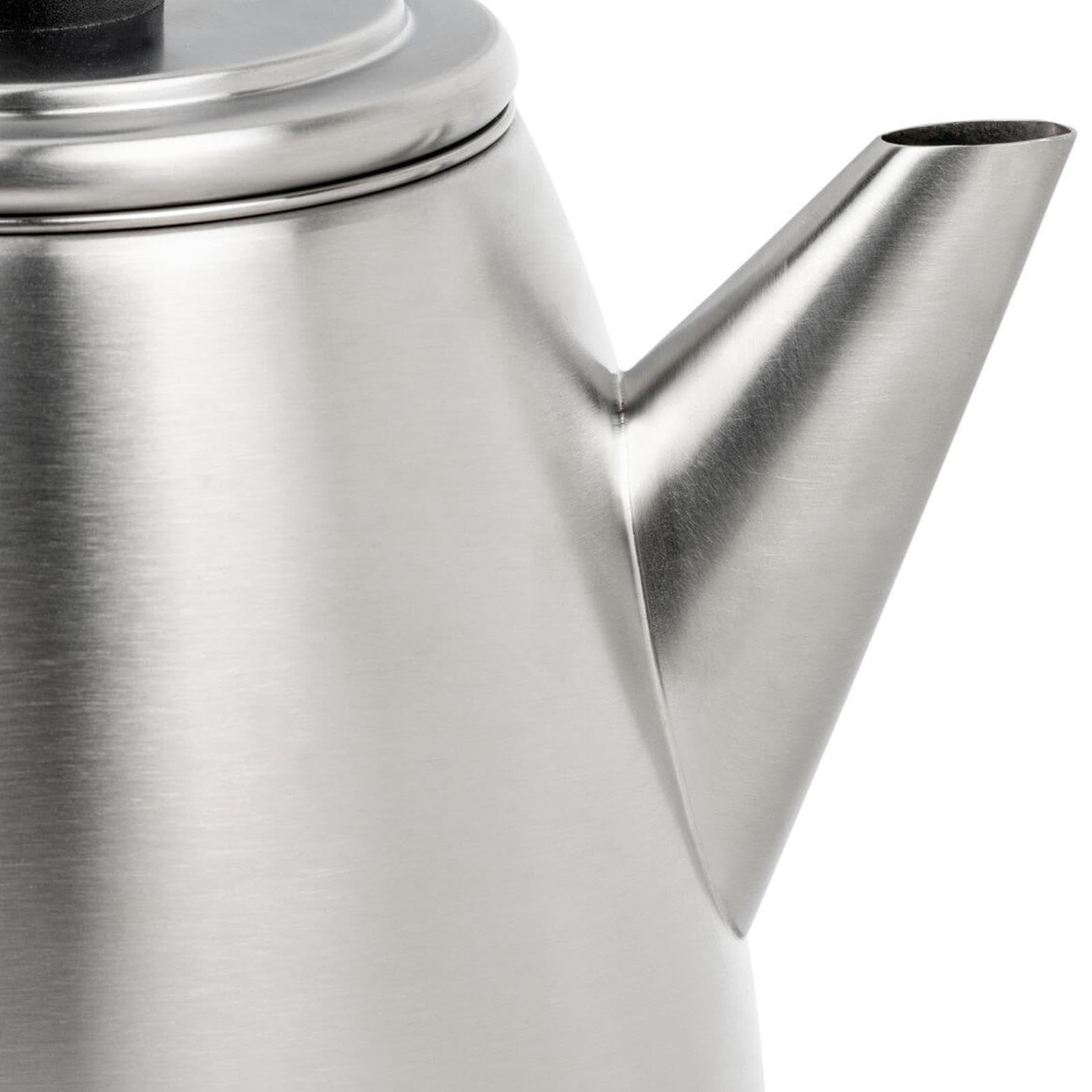 Bredemeijer Edelstahl Teekanne 1.1 Liter - kleine doppelwandige matt-silberne Edelstahlkanne mit Teefilter & schwarzem Holzuntersetzer