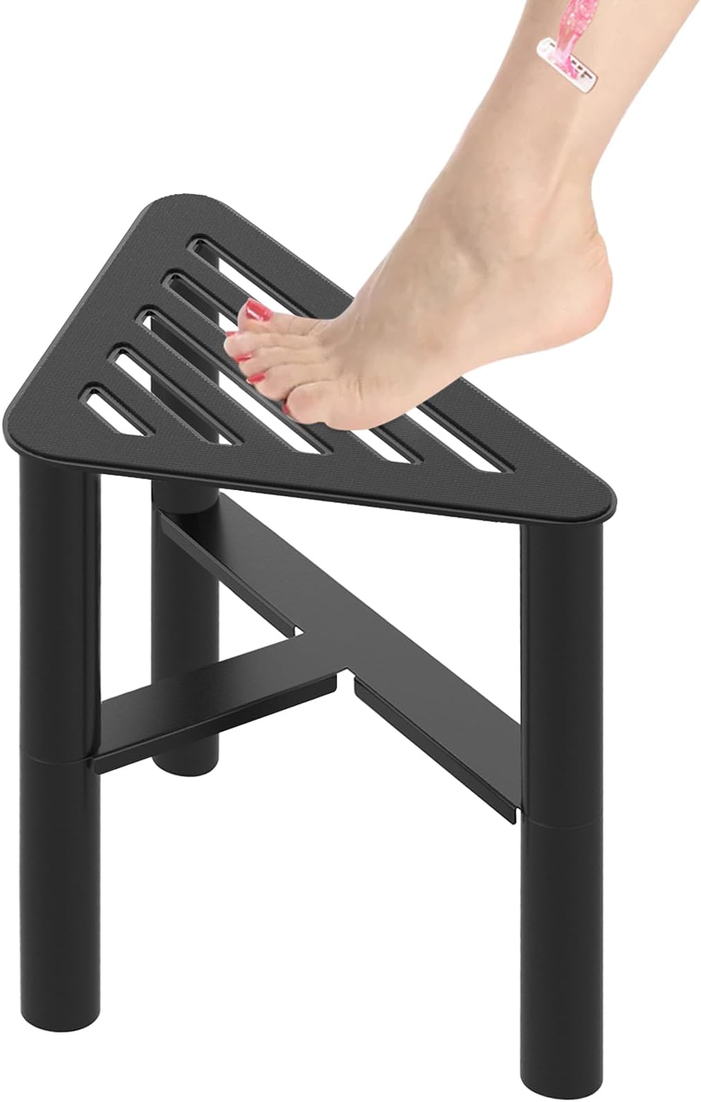 Skywin Shower Shaving Foot Rest Plastic Shower Stool for Shaving Legs, 3 Pockets