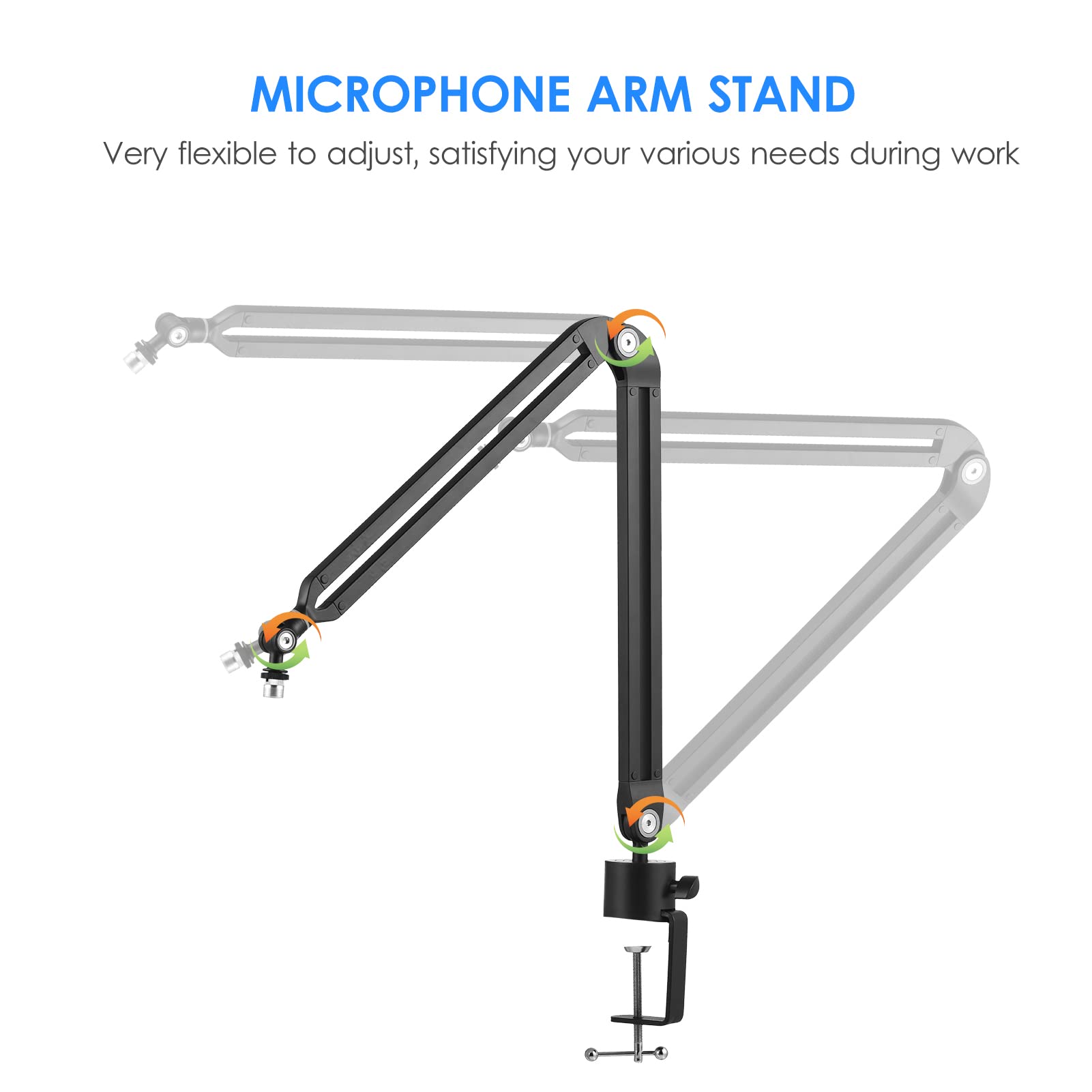 Irfora Bras de microphone - Bras de suspension - Support flexible pour microphone - Avec ruban adhésif en C pour chanter des flux en direct
