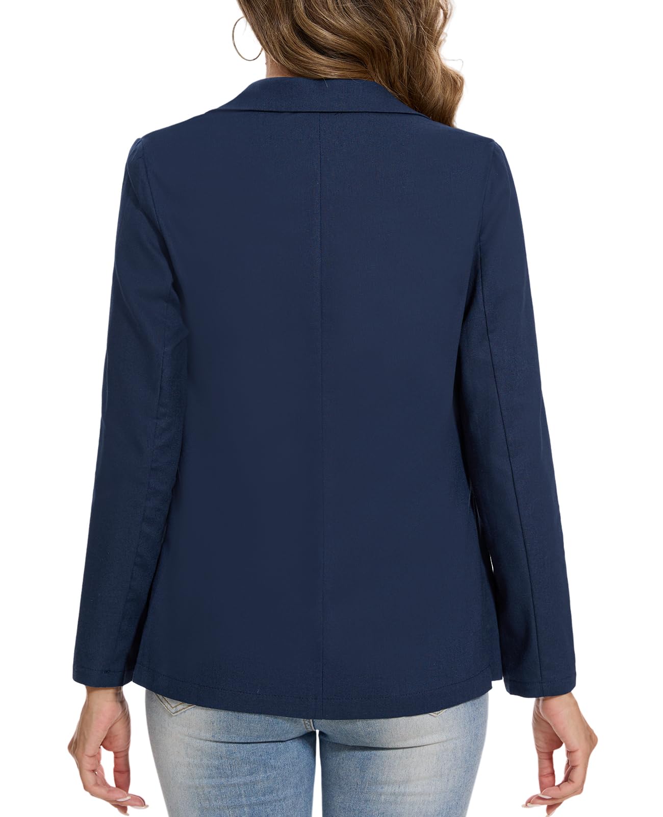 Blazer da donna in cotone e lino a maniche lunghe e blazer con colletto a tacca giacca slim fit giacca casual lavoro ufficio cappotto