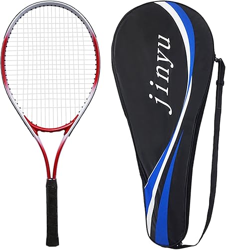 Women Men Tennis Racket Shockproof Aluminum Alloy Frame Large Hitting Area with Carry Bag