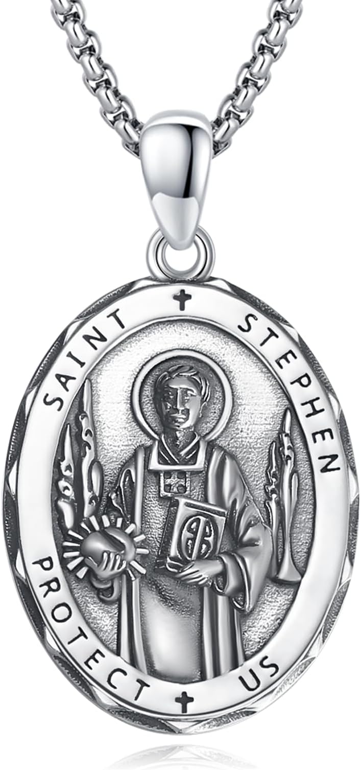 925 Sterling Silver Patron Saint Necklace Archangel Medals St Pendant Amulet Necklaces Protection Jewelry for Men Women with Chain