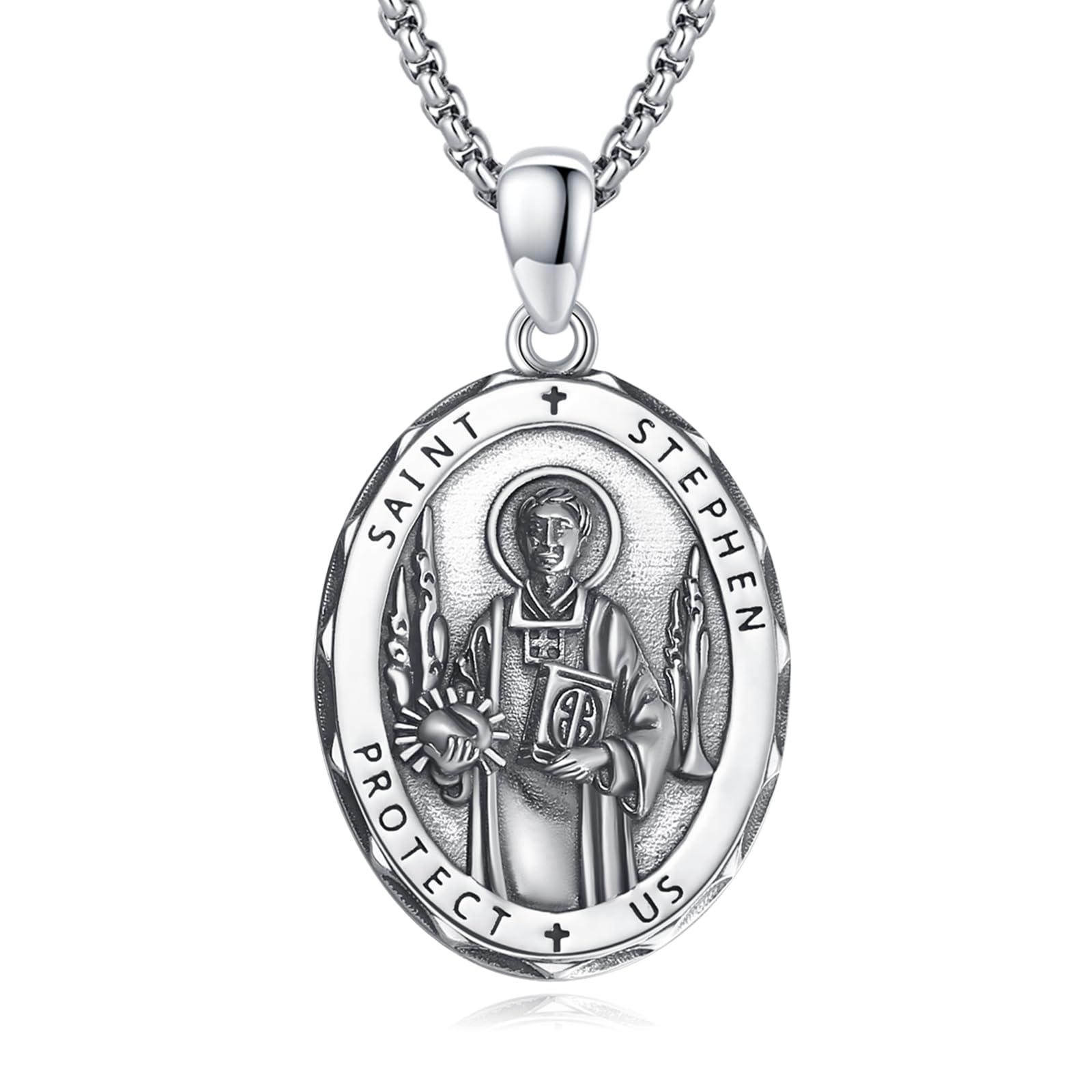 XIXLES925 Sterling Silver Patron Saint Necklace Archangel Medals St Pendant Amulet Necklaces Protection Jewelry for Men Women with Chain