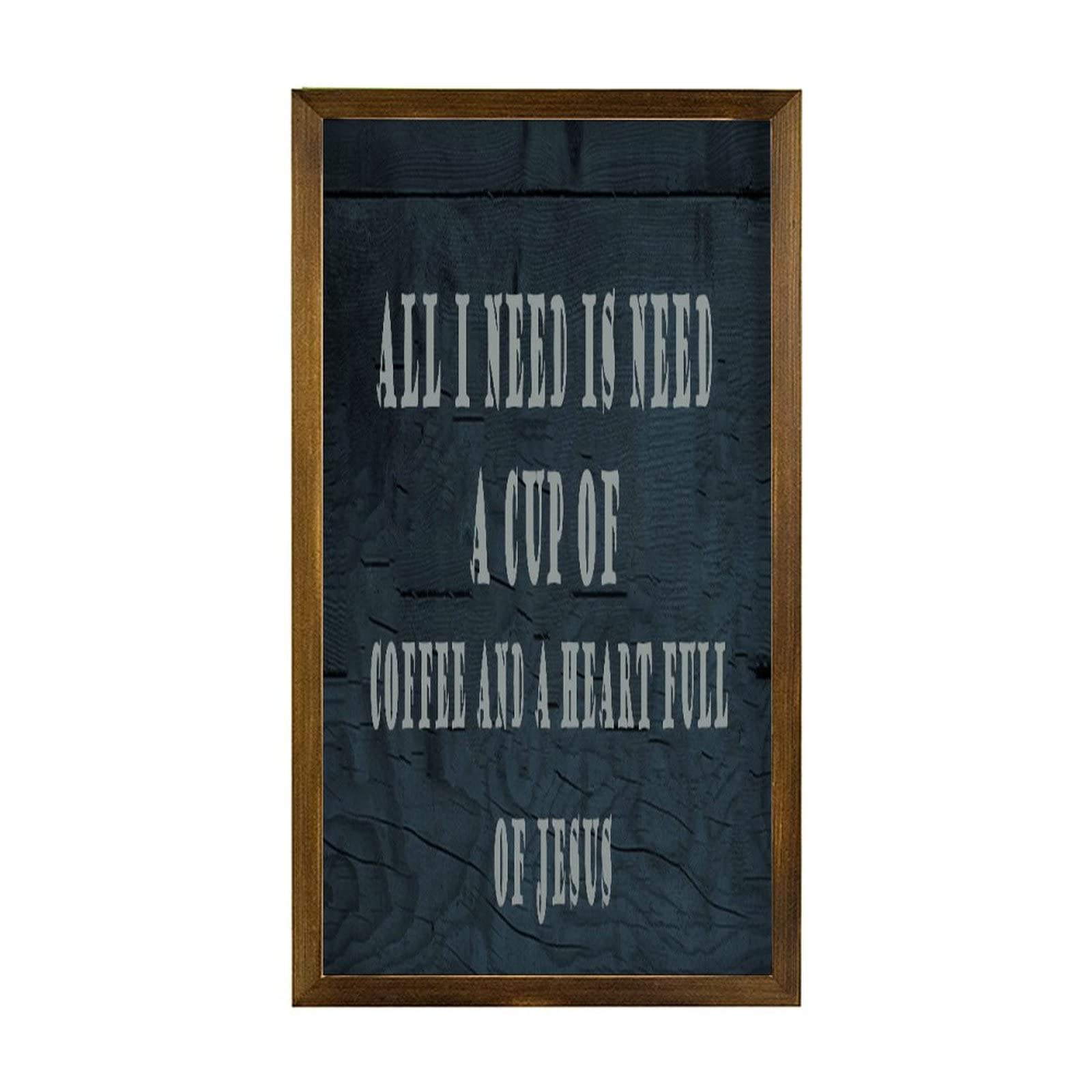 Panneau décoratif en bois rustique de café et Jésus 30x56 cm - 8