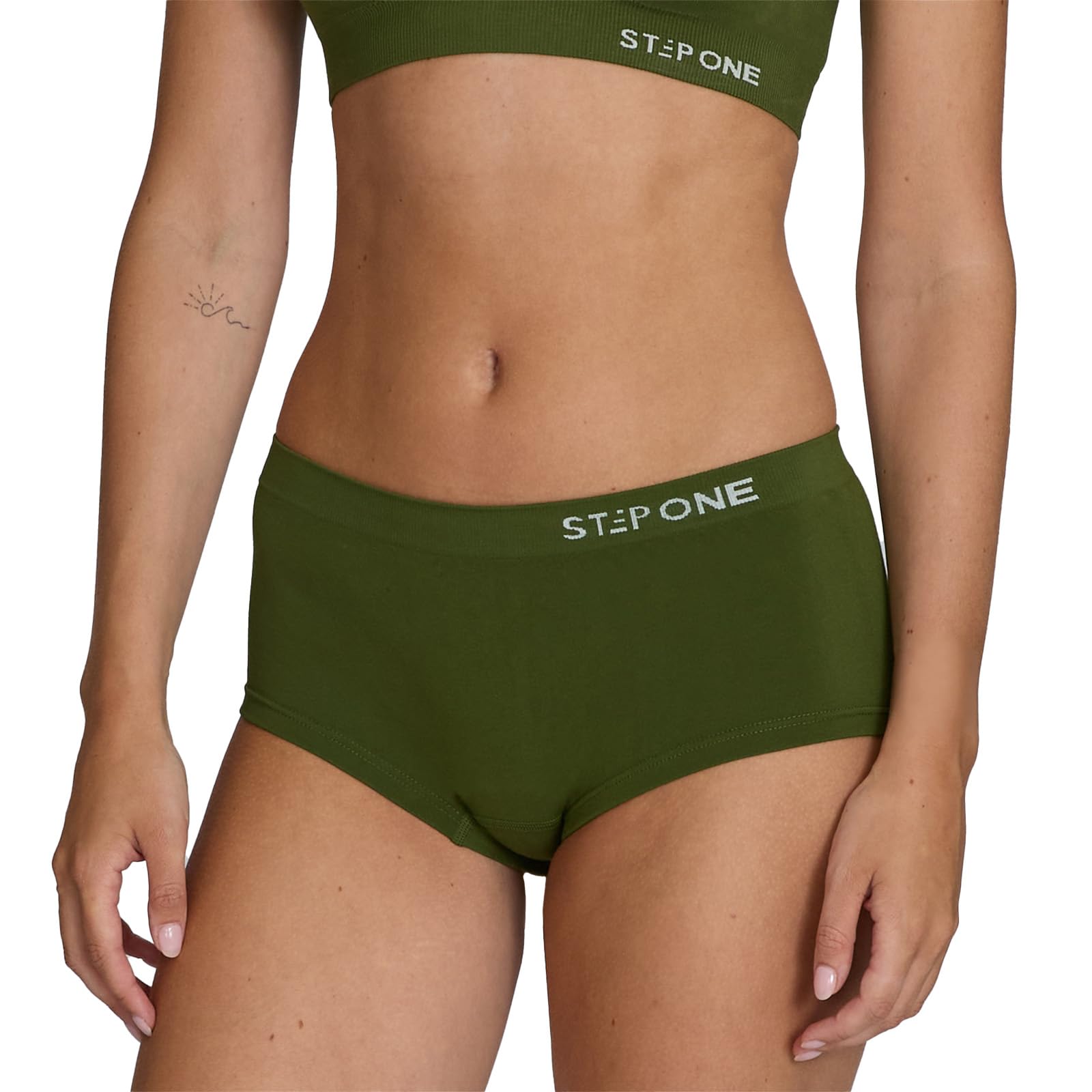 Step One Women's Green Smoothfit Boyleg Briefs. Ultra-Soft, Breathable Bamboo Moisture Wicking Underwear Hypoallergenic Underwear For Low Rise & Stretchy Large
