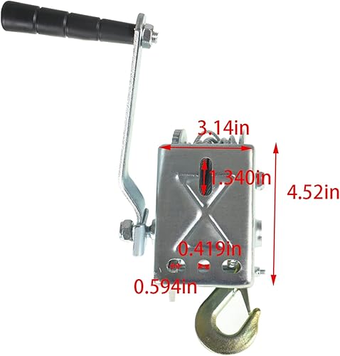 Miniatura 2 de Cabrestante de mano de 800 libras de alta resistencia para barco con cabrestantes manuales de cable de 26.2 ft, cabrestante de manivela portátil