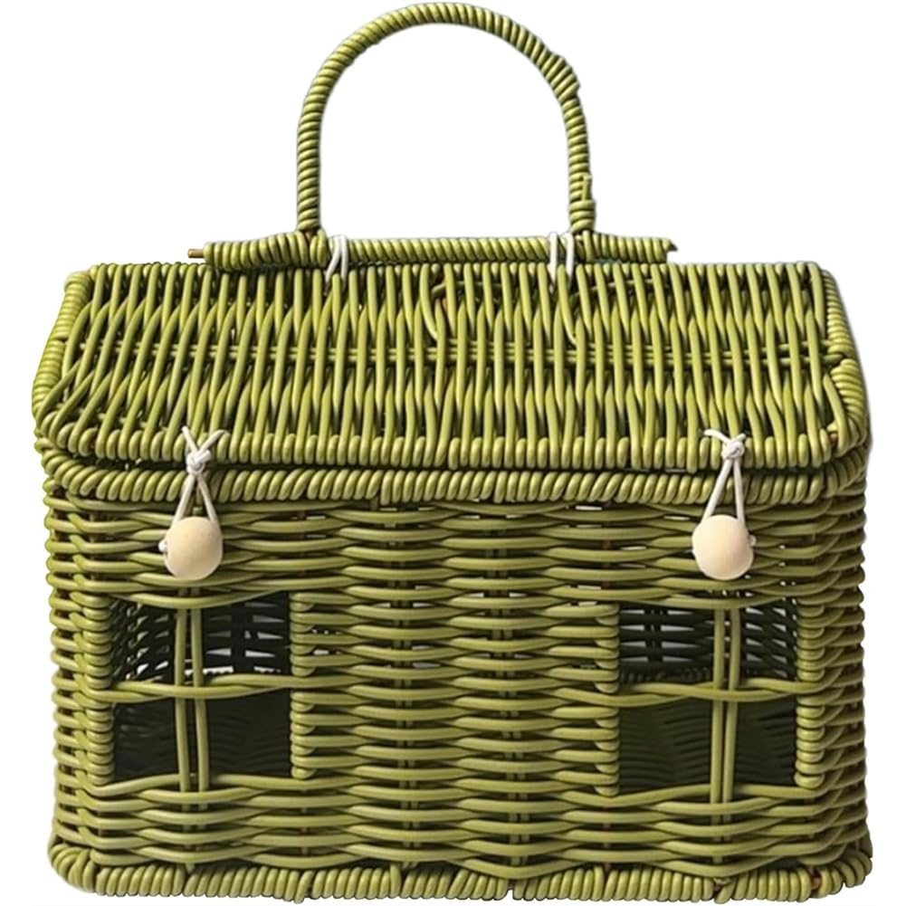 UDSKNV[KSL Decorative Hand Woven Garden Harvest Basket, House Shaped Rattan Picnic Basket, for Organizing, Storage Shelf Organizer