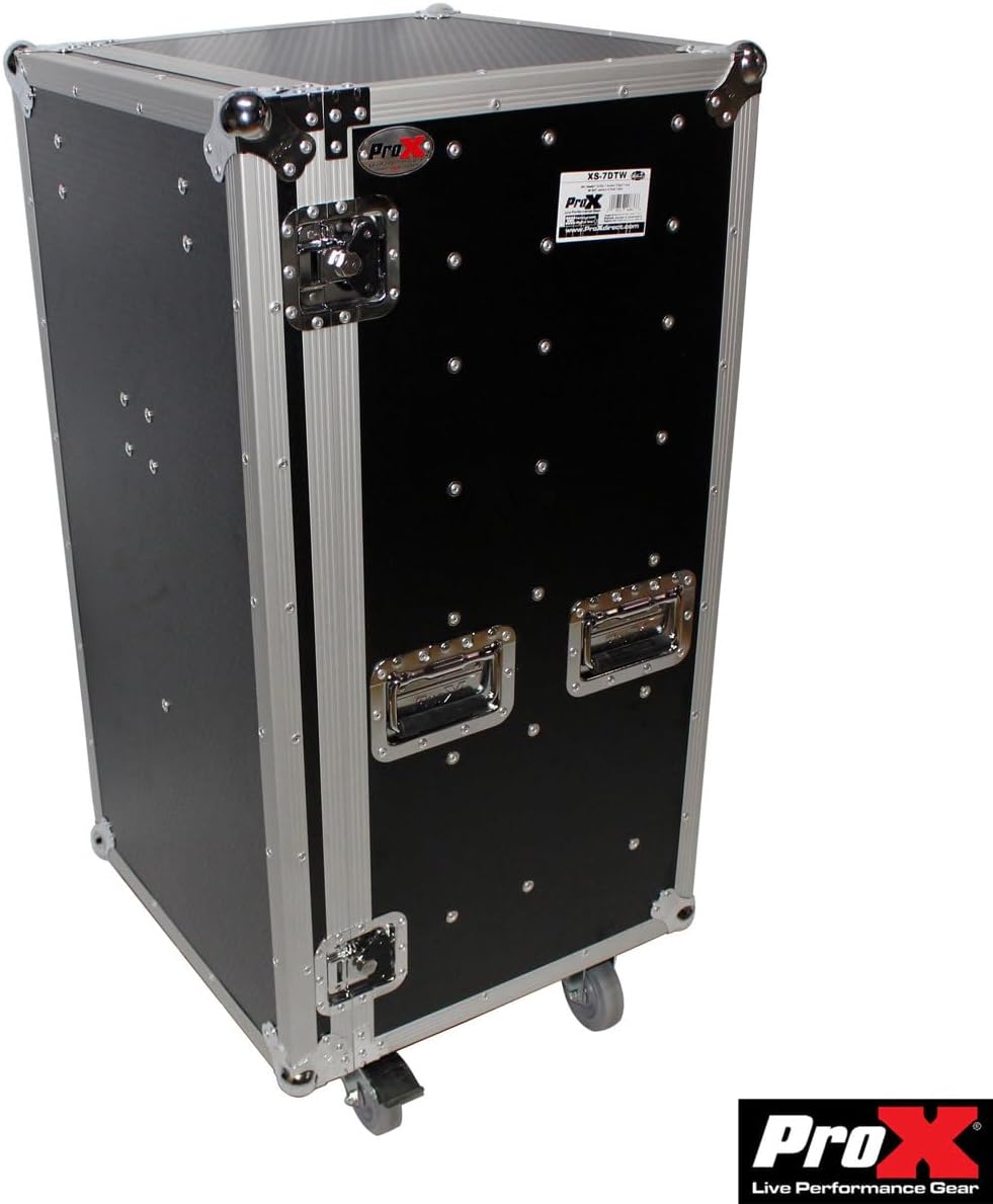 ProX XS-7DTW (7) Utility Drawer ATA Flight Style Case with Fold out Left Right Side Mounting Removable Table and 4 inch Casters