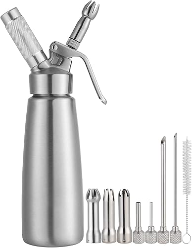 MAINMATE Dispensador profesional de crema batida, recipiente de acero inoxidable duradero, compatible con todas las marcas de cartuchos N2O de 0.28