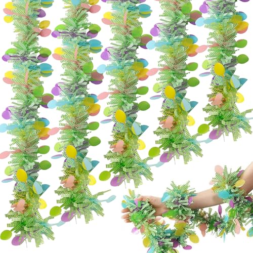 Heyiminy 5 Pcs Easter Tinsel Garland,33 Feet Colorful Egg Tinsel Twist Garland...
