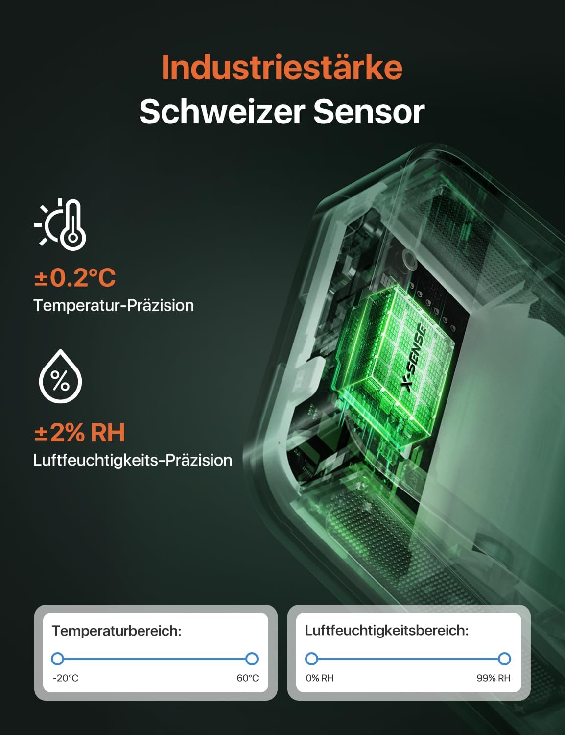 X-Sense Termometr wewnętrzny higrometr, kompatybilny z Alexą, aplikacja sterująca, temperatura/wilgotność punktu rosy VPD, zasięg 500 m, wymagana stacja SBS50 (brak w zestawie), STH0A-3, biały