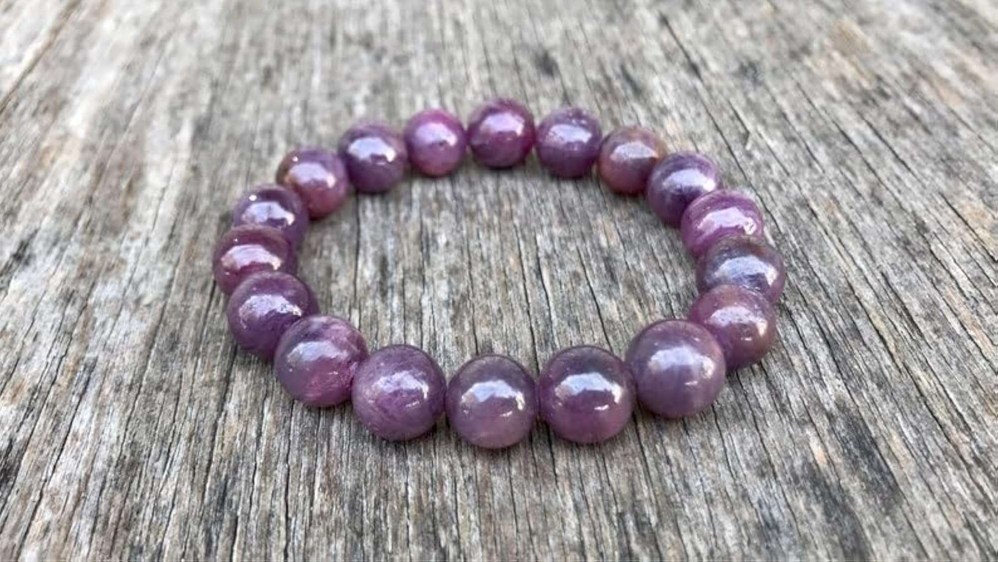Unisex Natural Ruby 10mm Round Beads Stretchable Bracelet