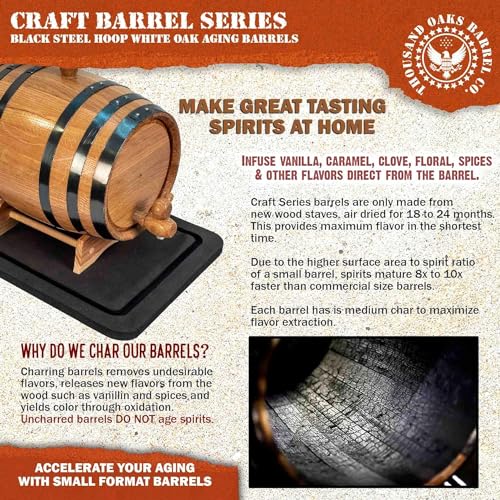 image for THOUSAND OAKS BARREL 1 Liter Oak Aging Barrel with Wood Stand, Bung & 