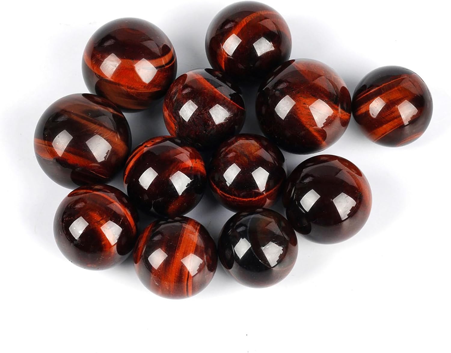 3PCS Red Tiger Eye Gemstone Crystal Ball Ball Round Sphere Collection Ornament Witchcraft Decor