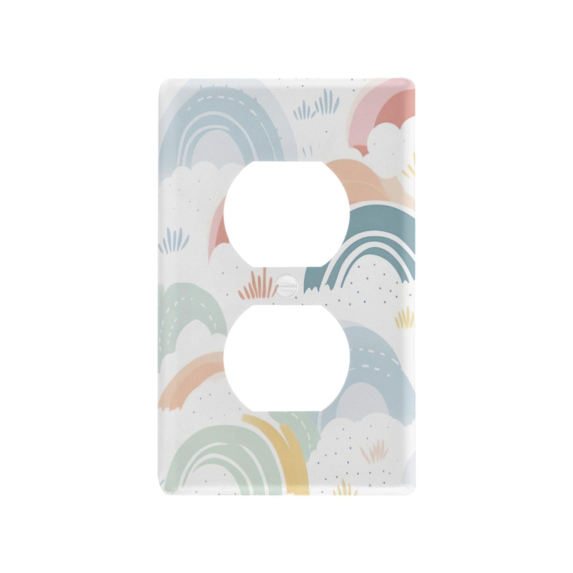 xigua Duplex Outlets Wallplate Cartoon Rainbow Switch Wall Plate Cover,Decorative Outlet Cover Switch Cover for Home Office Bedroom 4.53