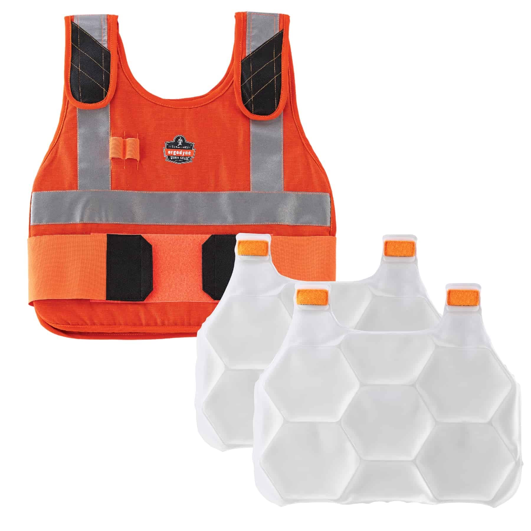 Ergodyne unisex adult Premium Phase Change - Packs FR Cooling Ice Vest, Orange, Large-X-Large US