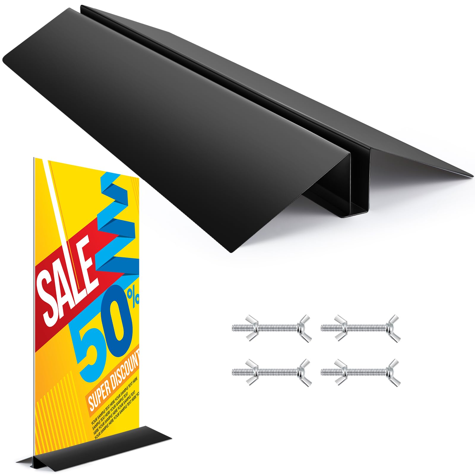 Blulu 1 Pcs Metal Floor Sign Stand Holder M Mount Holder Graphic Floor Standing Display Stand for Composite Foam Board, Acrylic Glass Sign, Base Only(36 Inches)
