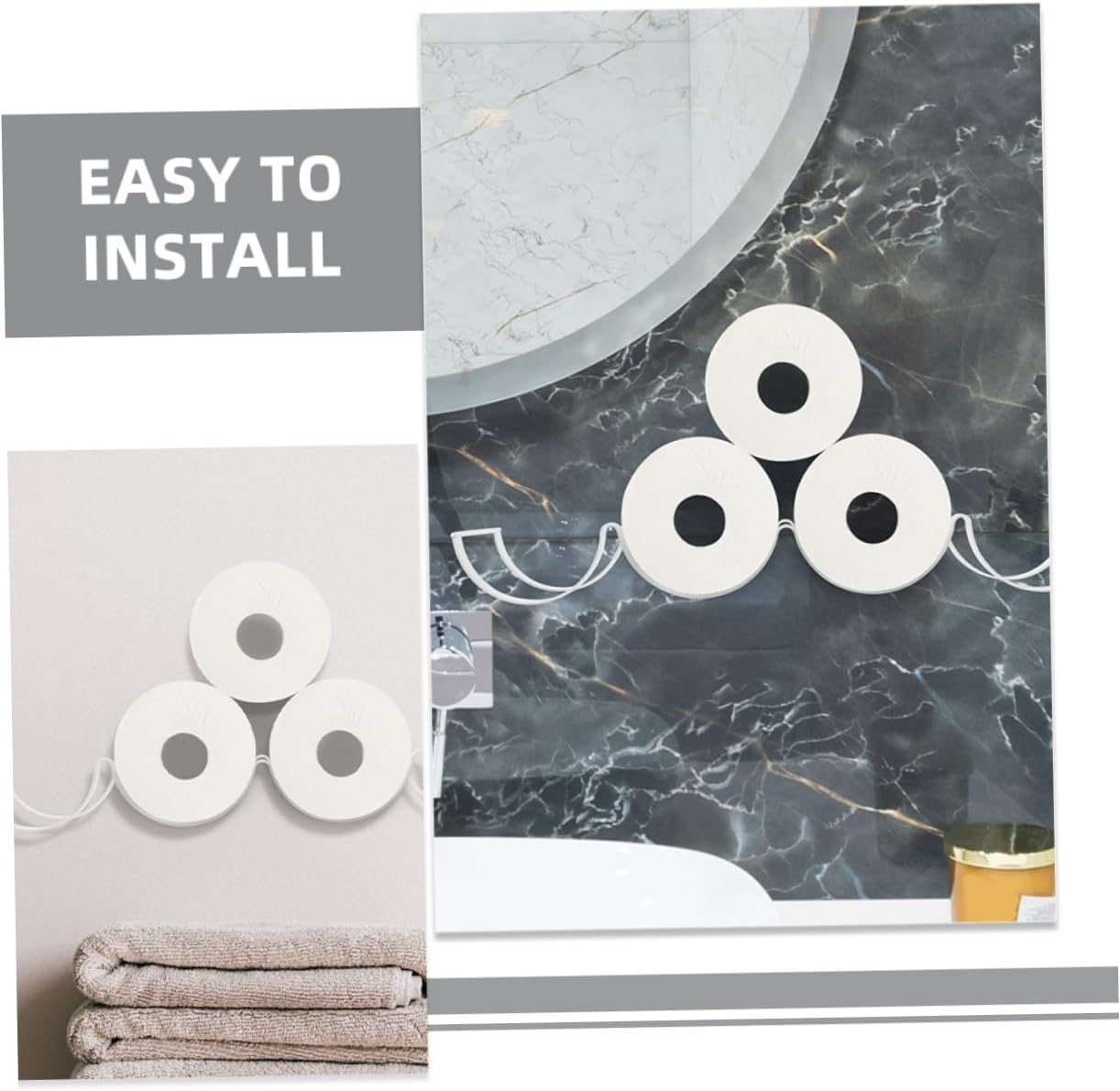 3-Tier Toilet Paper Holder Wall-Mounted Stylish Modern Design Sturdy Metal for Bathroom and Kitchen Storage Space-Saving Tissue Organizer