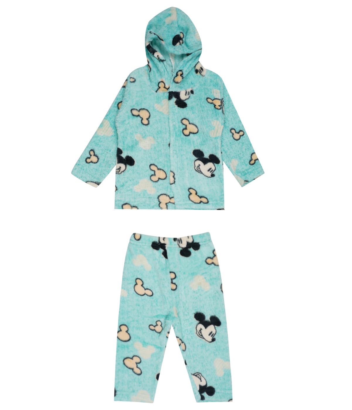 Little Buds Unisex Born Baby Kids Cotton Fur Pattern Hooded Top and Pyjama Set
