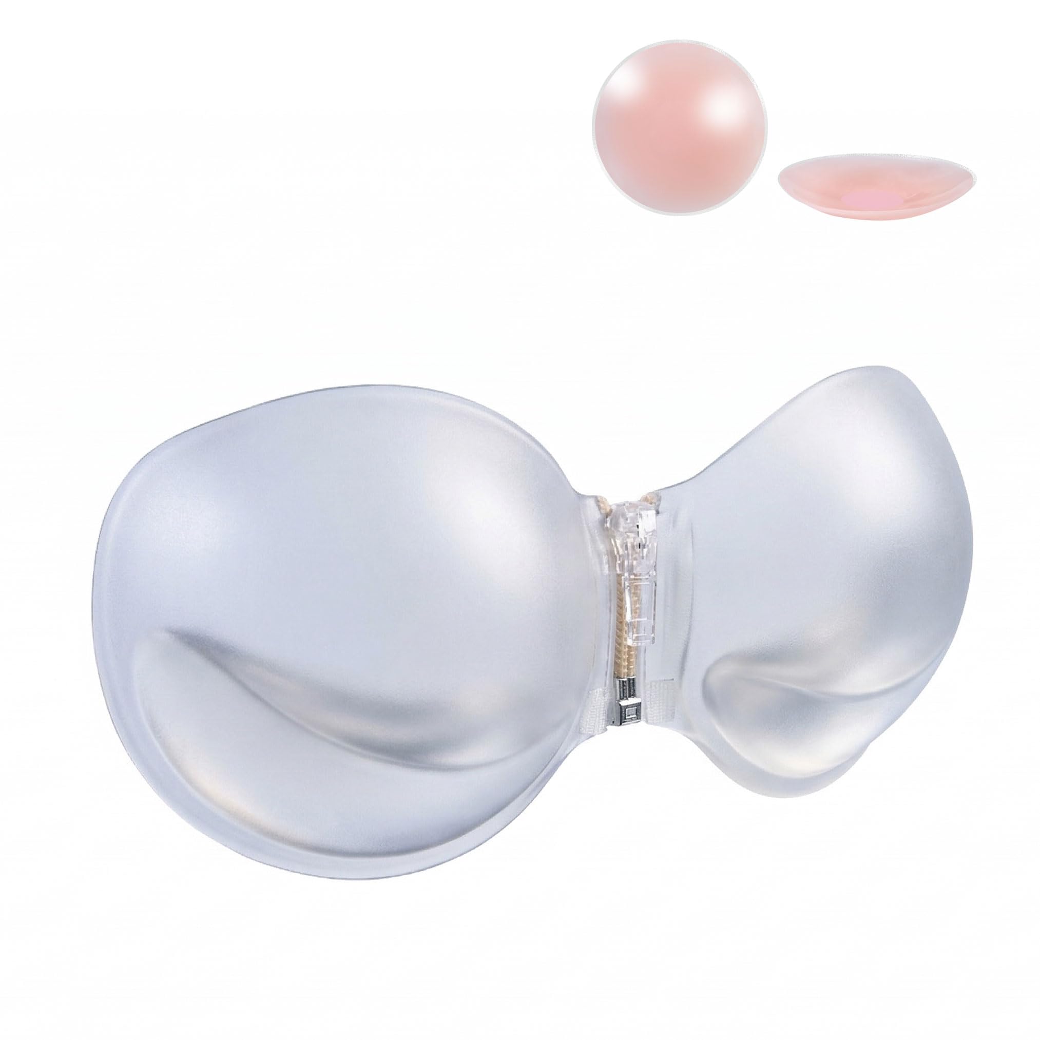 EMOET® Zip Front Closure Adhesive Strapless Bra - Comfort Sticky Padded Bra, Smoothing Jelly Bras for Backless Dress
