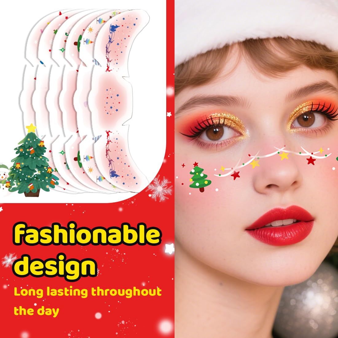 Tomedeks Freckle tattoo 10pcs,glitter temporary tattoos for kids adults,Christmas glitter freckles face tattoo,Including snowflakes - Image 3