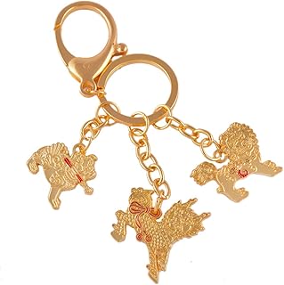 Llavero con diseño de los tres guardianes celestiales con espada y lazo, Feng Shui (incluye pulsera Mxsabrina de color rojo) W1131