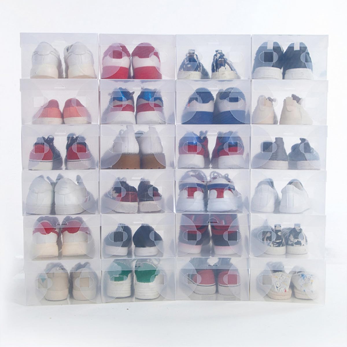 6 Scatole Portascarpe Trasparenti Coperchio, Contenitori per Scarpe Uomo e Stivali, Dimensioni 28x18x10 Cm, per Armadio e Organizzazione Casa